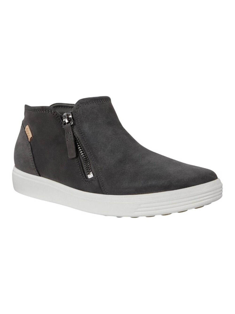 NWT Ecco 7 Side-Zip Low Bootie Sneaker 430243 Black Nubuck US 6M-6.5M (EUR 37) - Picture 1 of 13